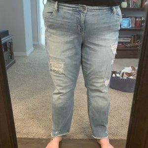 Torrid plus size crop distressed boyfriend jeans